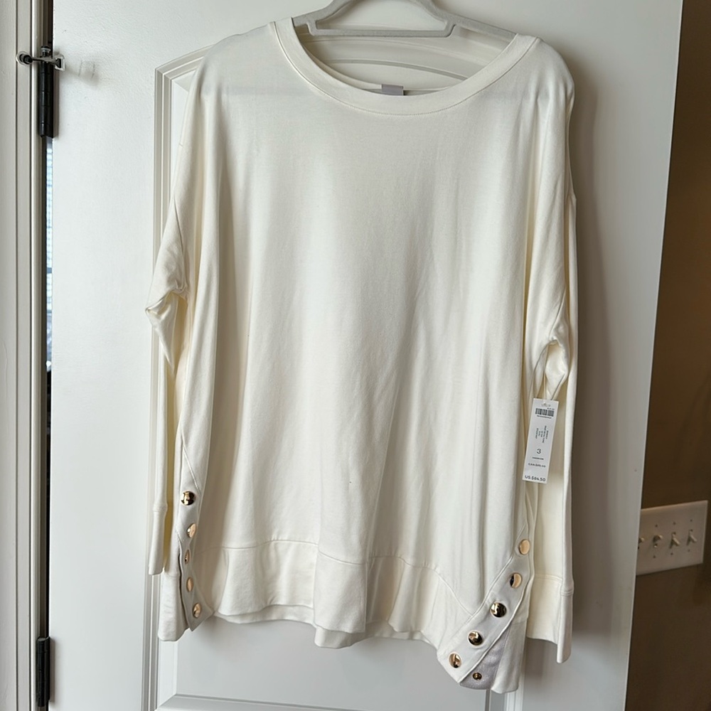 Chico’s zenergy off white XL—snap detail tunic